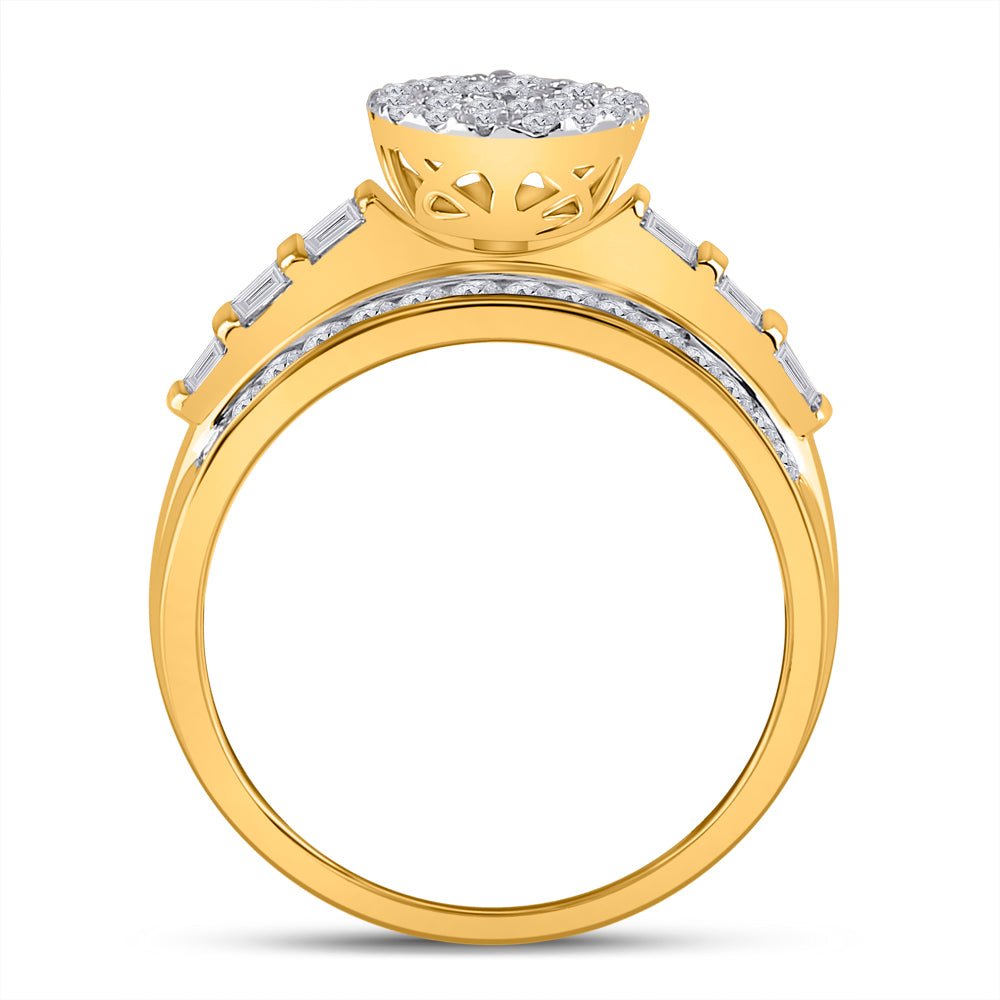 10K Yellow Gold Round Diamond Ring 1 Cttw - Splendid Jewellery