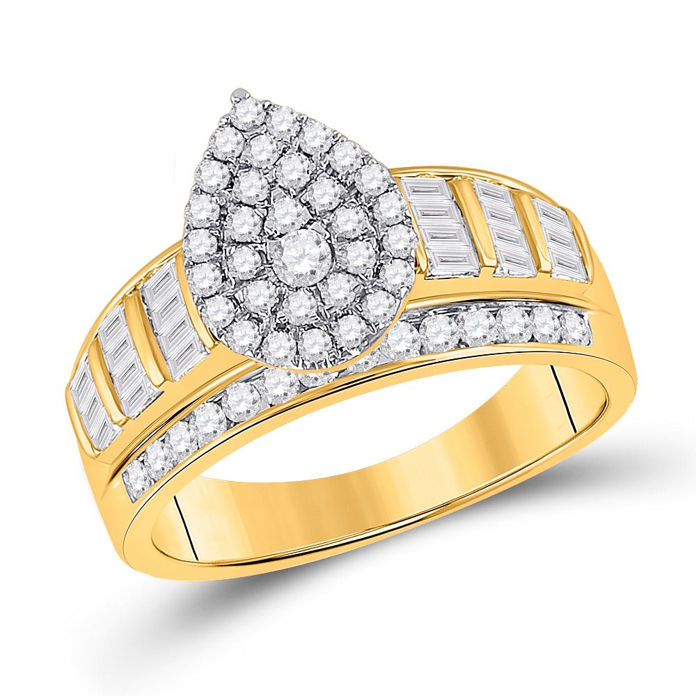 10K Yellow Gold Round Diamond Ring 1 Cttw - Splendid Jewellery