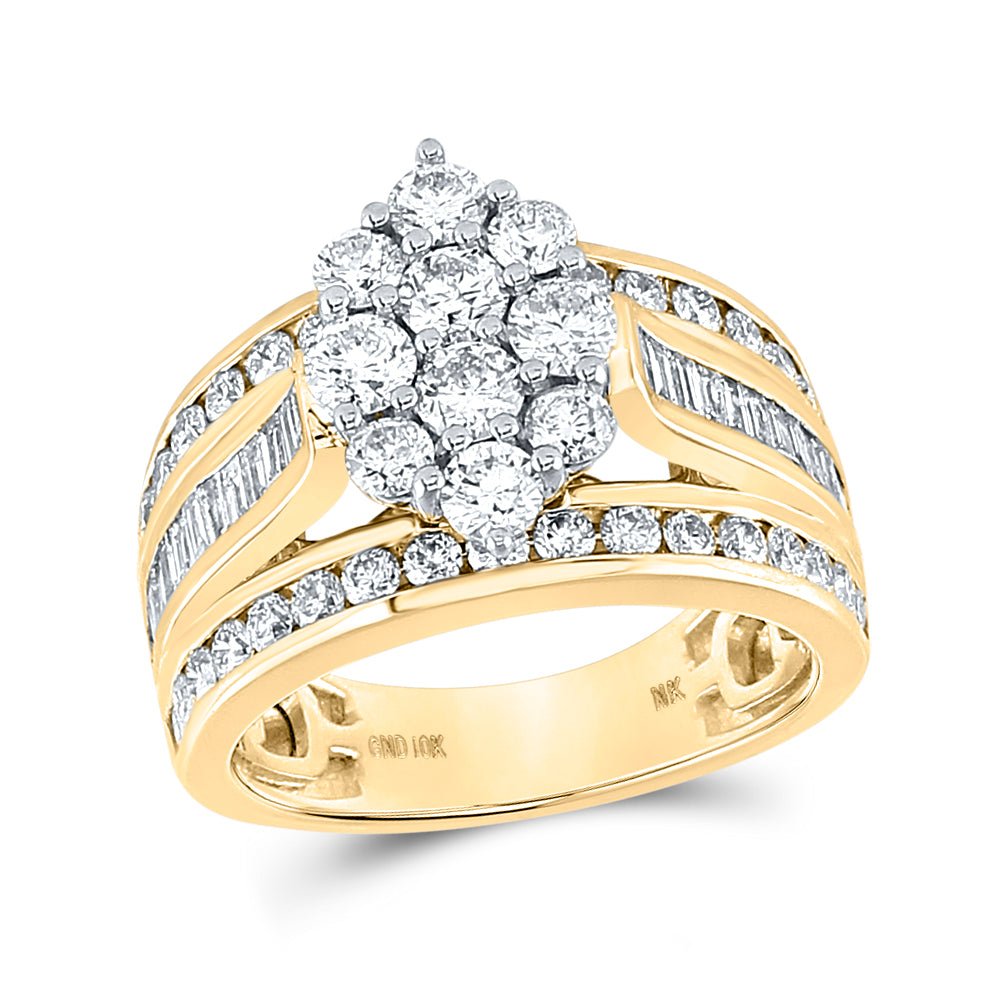10K Yellow Gold Round Diamond Ring 1 Cttw - Splendid Jewellery