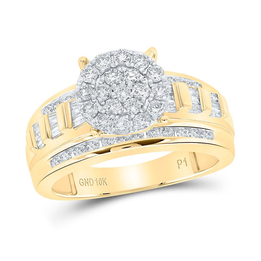 10K Yellow Gold Round Diamond Ring 1 Cttw - Splendid Jewellery