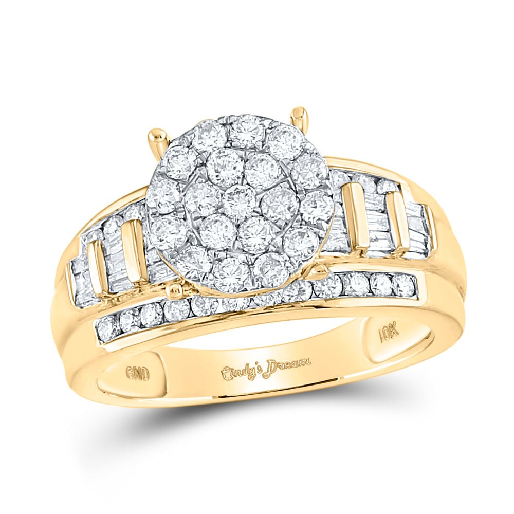 10K Yellow Gold Round Diamond Ring 1 Cttw - Splendid Jewellery