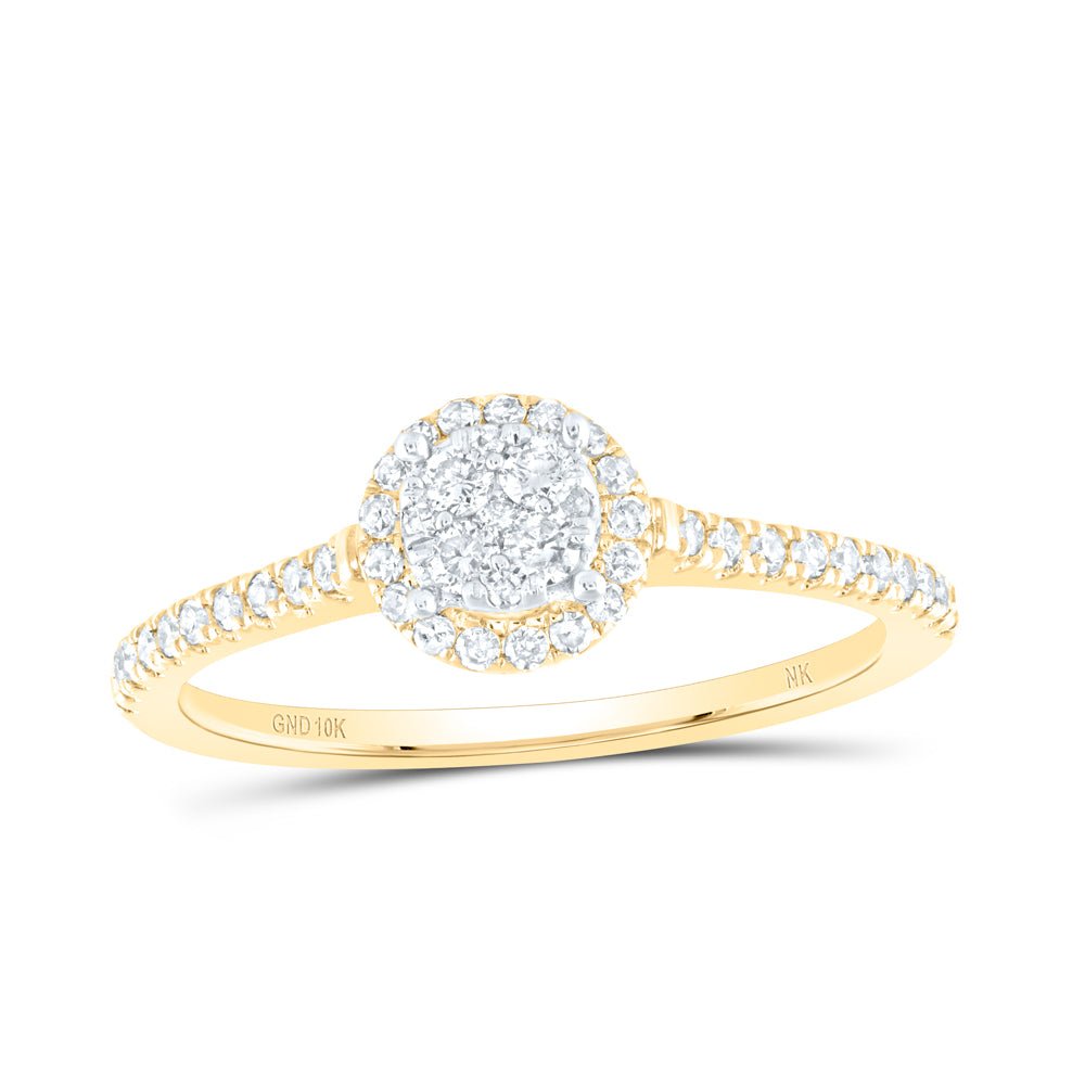 10K Yellow Gold Round Diamond Ring 1/3 Cttw - Splendid Jewellery