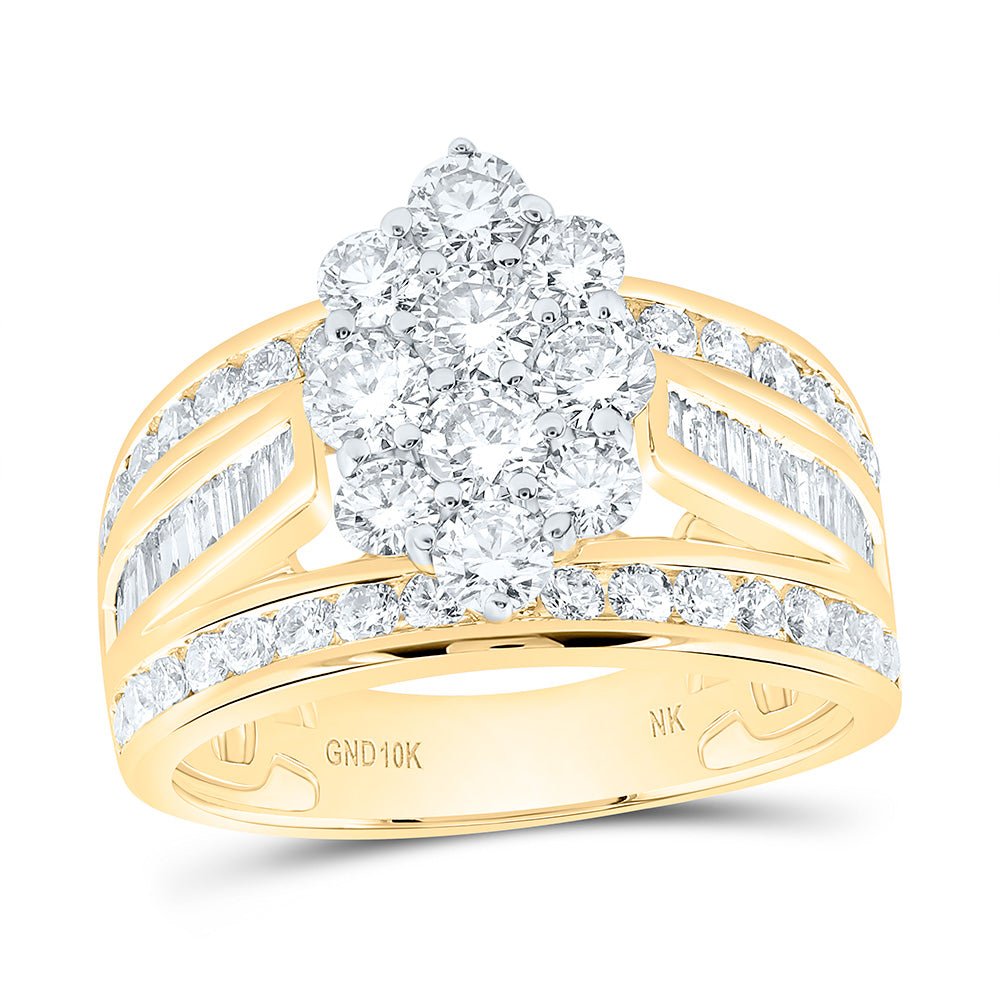 10K Yellow Gold Round Diamond Ring 2 Cttw - Splendid Jewellery