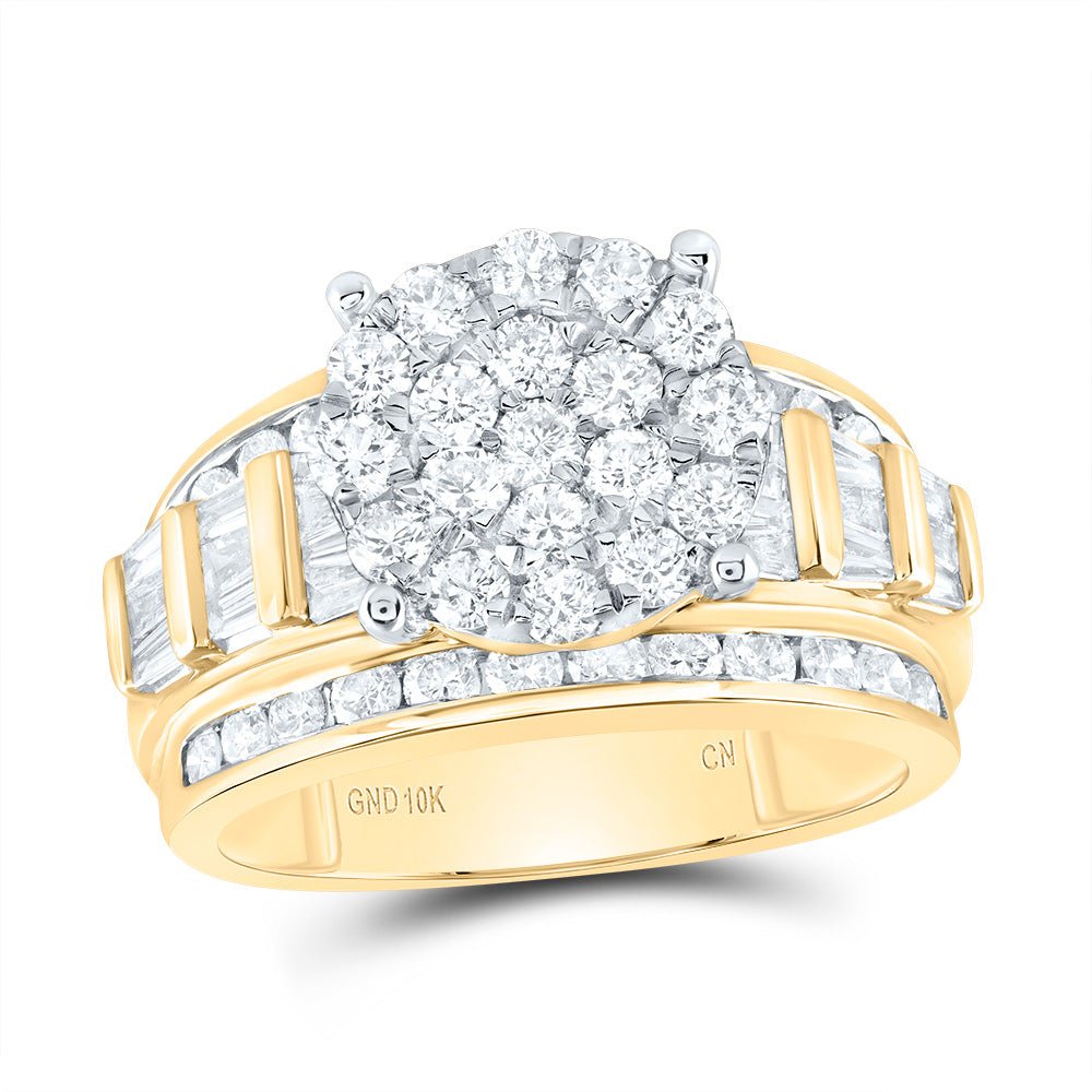 10K Yellow Gold Round Diamond Ring 2 Cttw - Splendid Jewellery