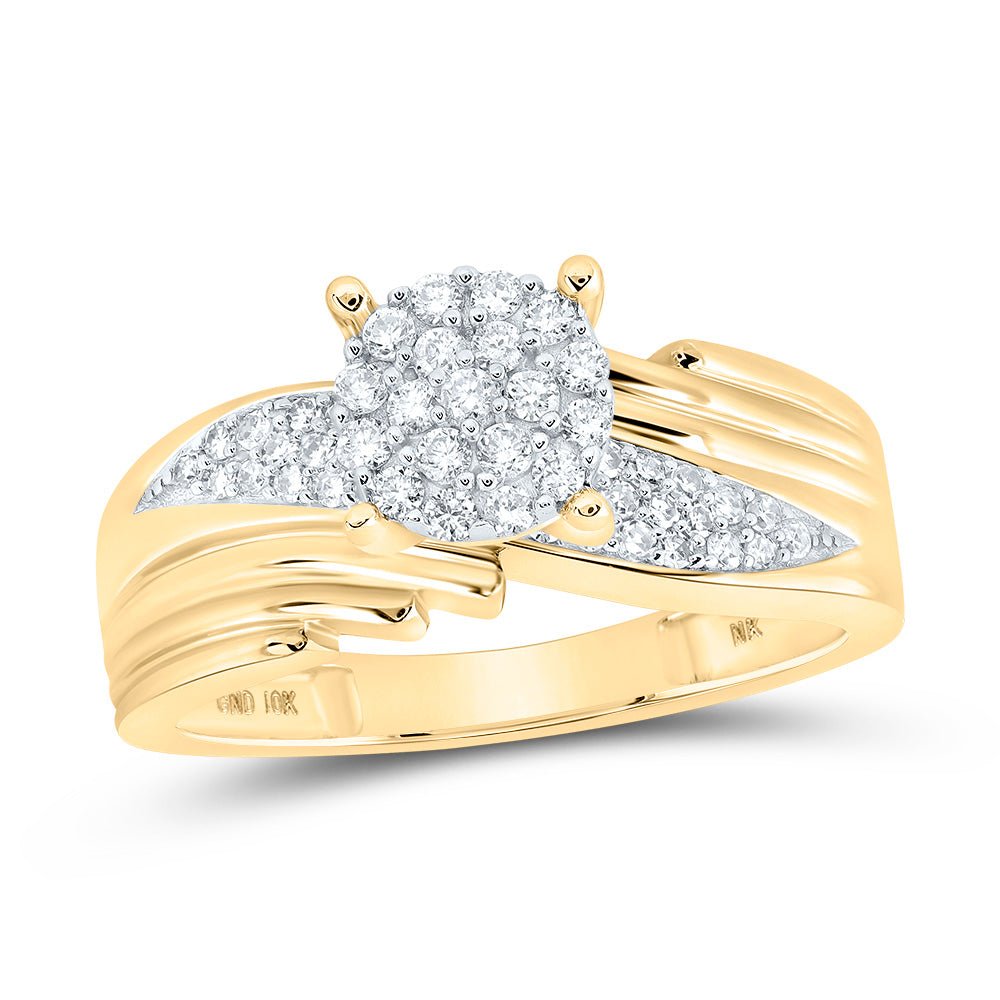 10K Yellow Gold Round Diamond Ring 3/8 Cttw - Splendid Jewellery