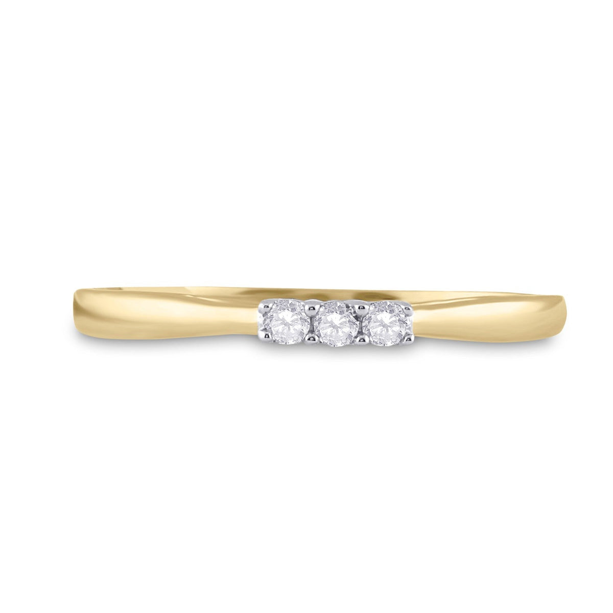 10K Yellow Gold Round Diamond Women's 3 Stone Bridal Wedding Engagement Ring 1/20 Cttw - Splendid Jewellery