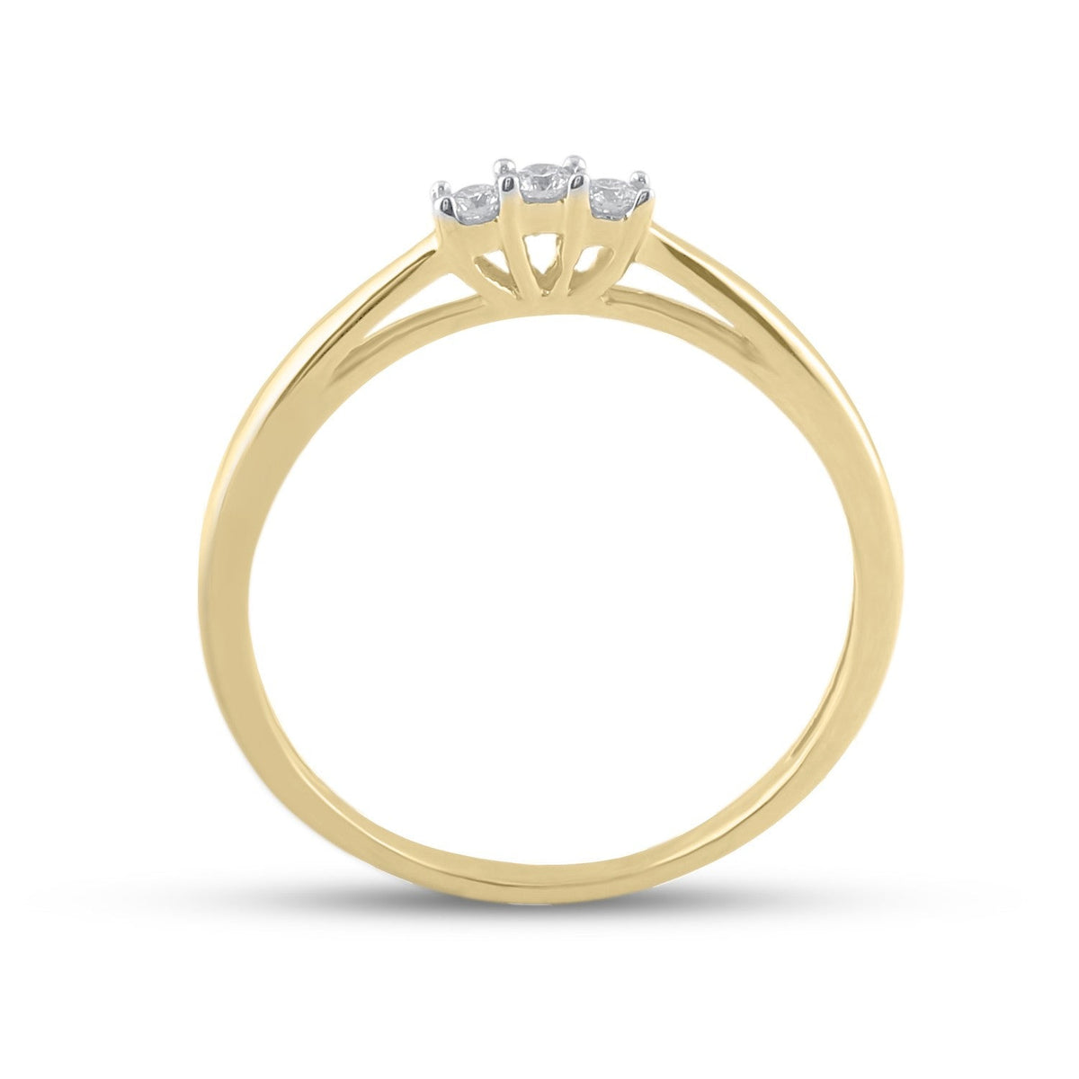 10K Yellow Gold Round Diamond Women's 3 Stone Bridal Wedding Engagement Ring 1/20 Cttw - Splendid Jewellery