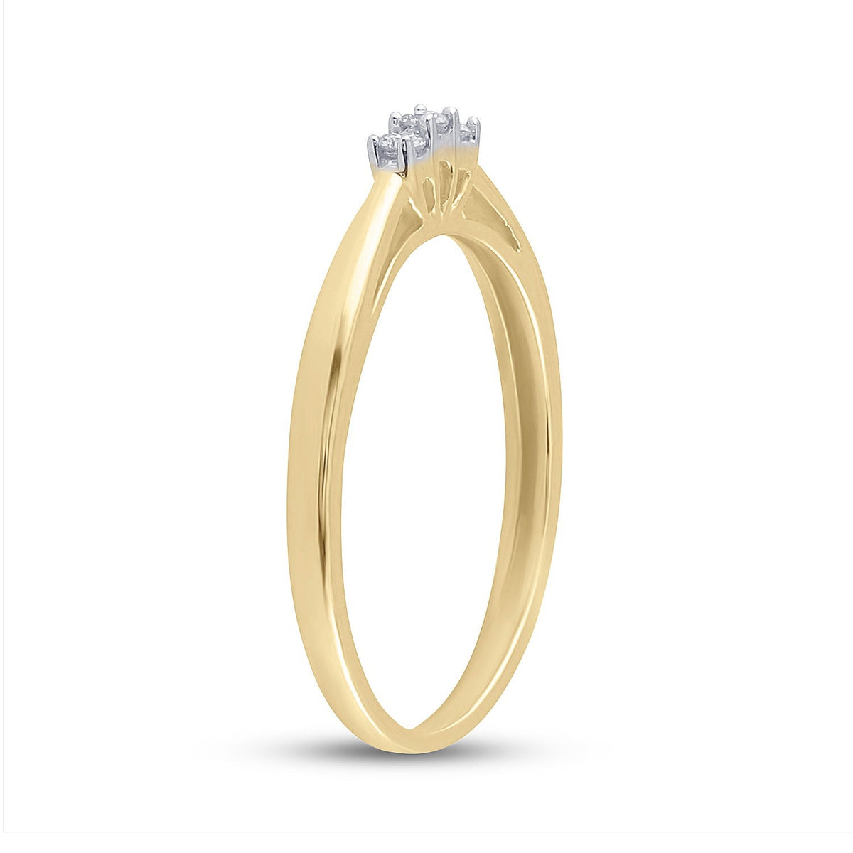 10K Yellow Gold Round Diamond Women's 3 Stone Bridal Wedding Engagement Ring 1/20 Cttw - Splendid Jewellery