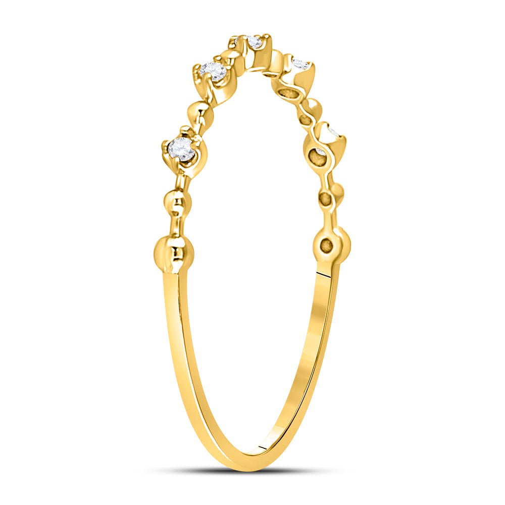 10K Yellow Gold Round Diamond Women's Bead Dot Stackable Ring 1/20 Cttw - Splendid Jewellery
