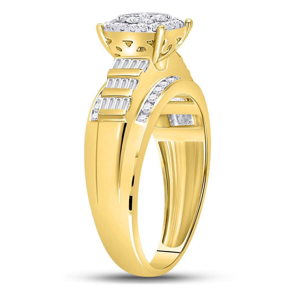 10K Yellow Gold Round Diamond Women's Cluster Bridal Wedding Engagement Ring 1/2 Cttw - Splendid Jewellery