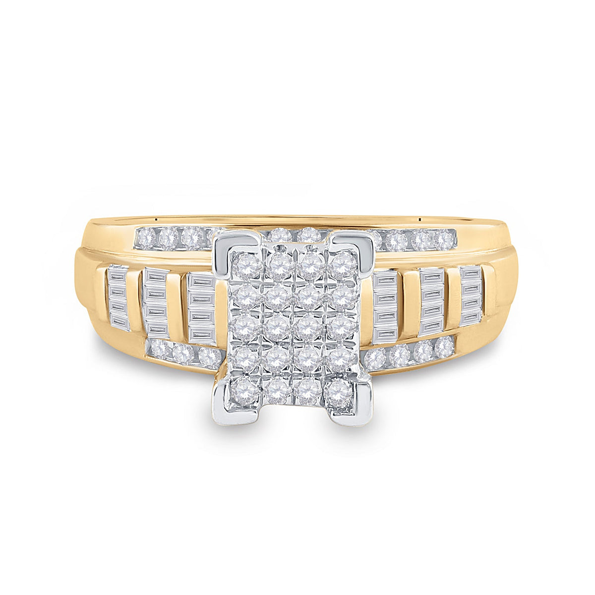 10K Yellow Gold Round Diamond Women's Cluster Bridal Wedding Engagement Ring 1/2 Cttw - Splendid Jewellery