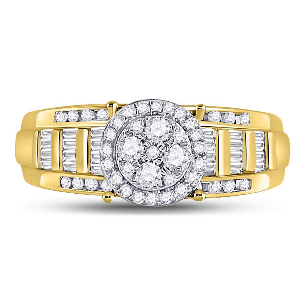 10K Yellow Gold Round Diamond Women's Cluster Bridal Wedding Engagement Ring 1/2 Cttw - Splendid Jewellery