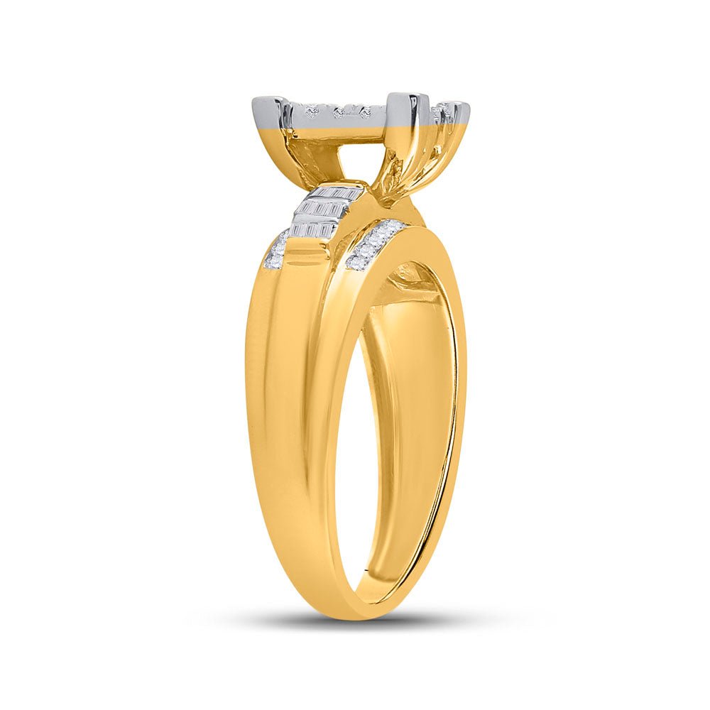 10K Yellow Gold Round Diamond Women's Cluster Bridal Wedding Engagement Ring 1/2 Cttw - Splendid Jewellery