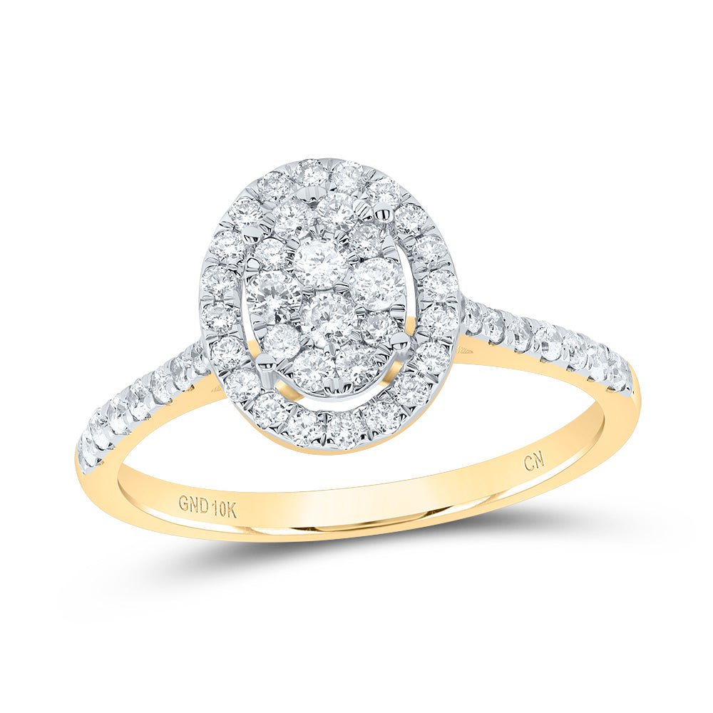 10K Yellow Gold Round Diamond Women's Cluster Bridal Wedding Engagement Ring 1/2 Cttw - Splendid Jewellery