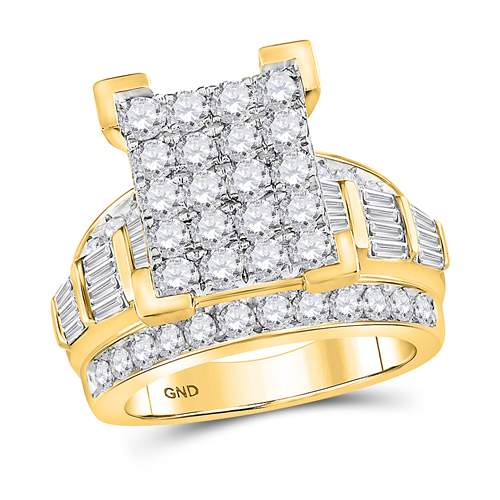 10K Yellow Gold Round Diamond Women's Cluster Bridal Wedding Engagement Ring 3 Cttw - Splendid Jewellery