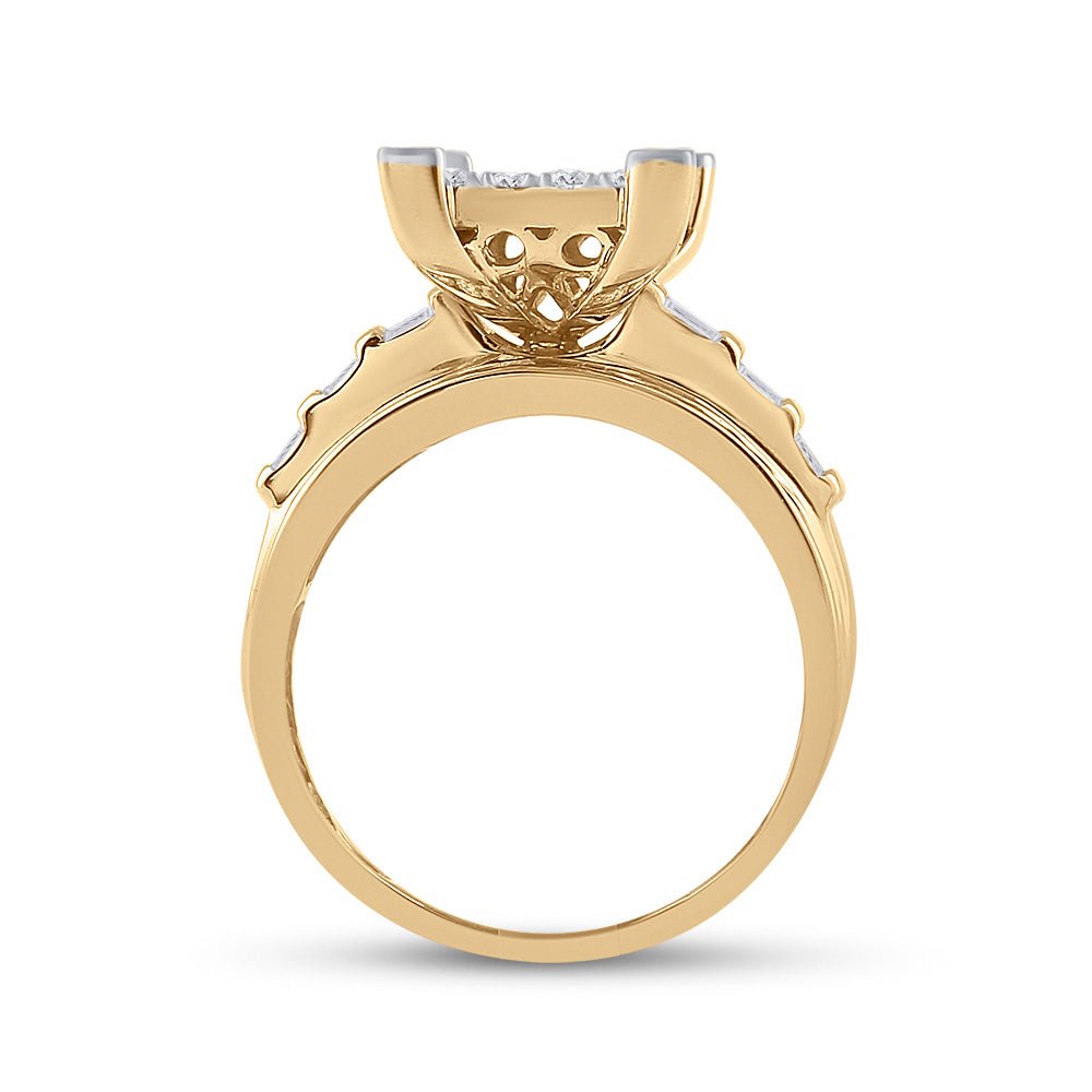 10K Yellow Gold Round Diamond Women's Cluster Bridal Wedding Engagement Ring 7/8 Cttw - Splendid Jewellery