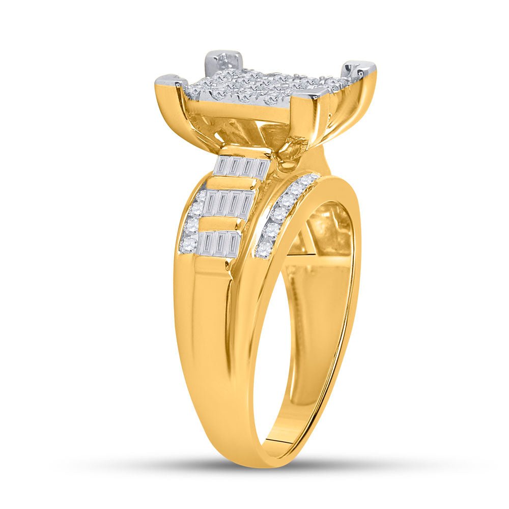 10K Yellow Gold Round Diamond Women's Cluster Bridal Wedding Engagement Ring 7/8 Cttw - Splendid Jewellery