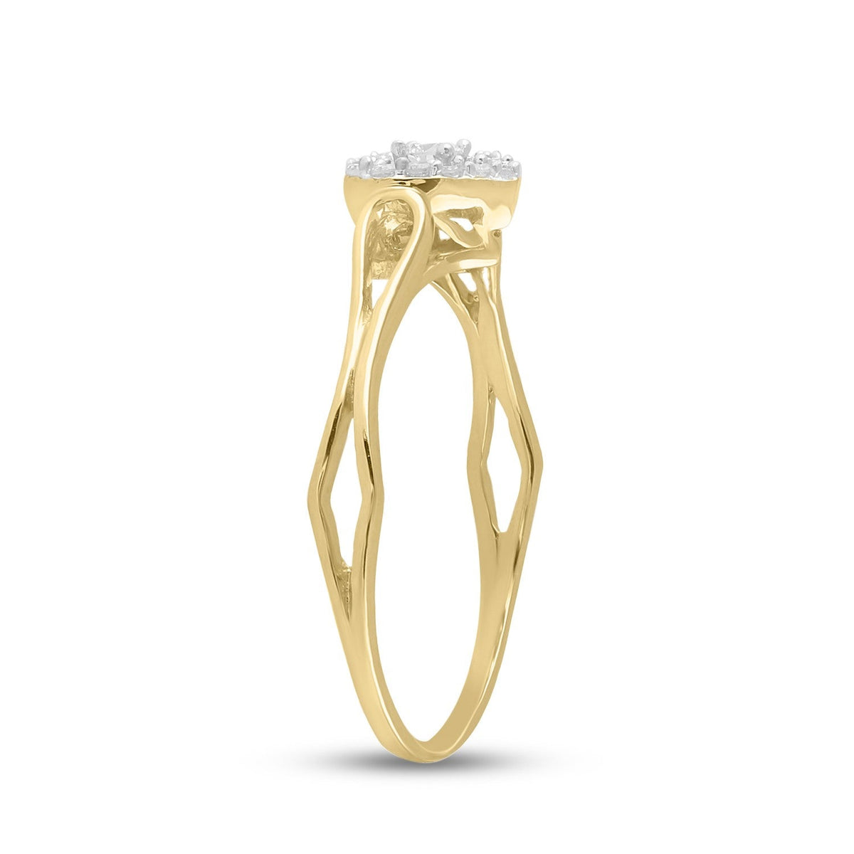 10K Yellow Gold Round Diamond Women's Heart Promise Bridal Ring 1/8 Cttw - Splendid Jewellery