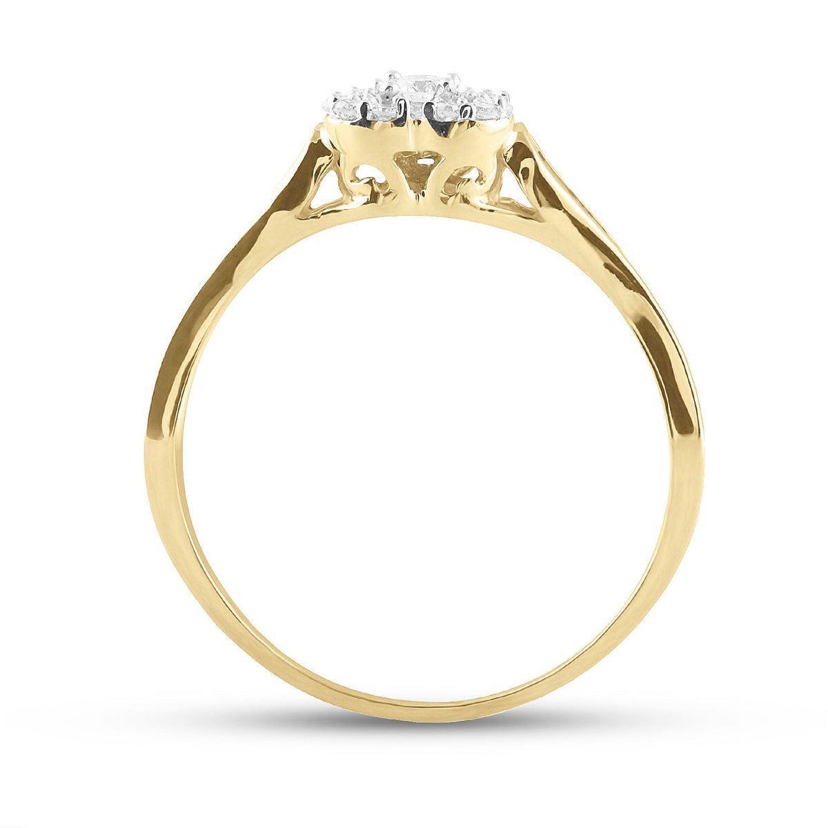10K Yellow Gold Round Diamond Women's Heart Promise Bridal Ring 1/8 Cttw - Splendid Jewellery