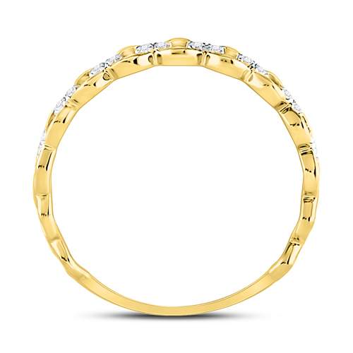10K Yellow Gold Round Diamond Women's Link Stackable Band Ring 1/8 Cttw - Splendid Jewellery