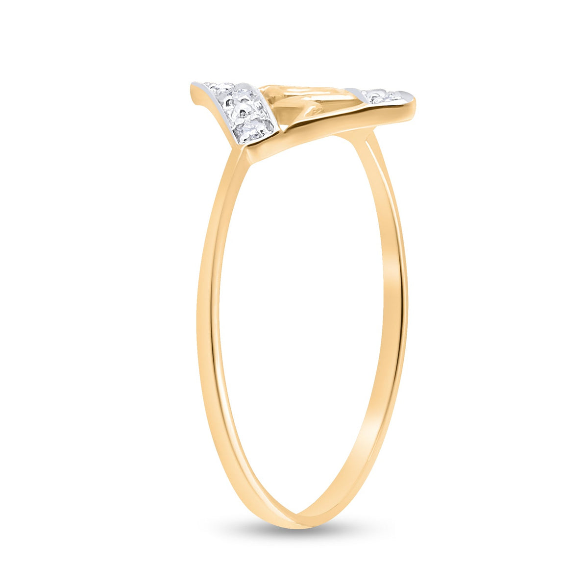 10K Yellow Gold Round Diamond Women's Mom Mother Accent Ring 1/20 Cttw - Splendid Jewellery