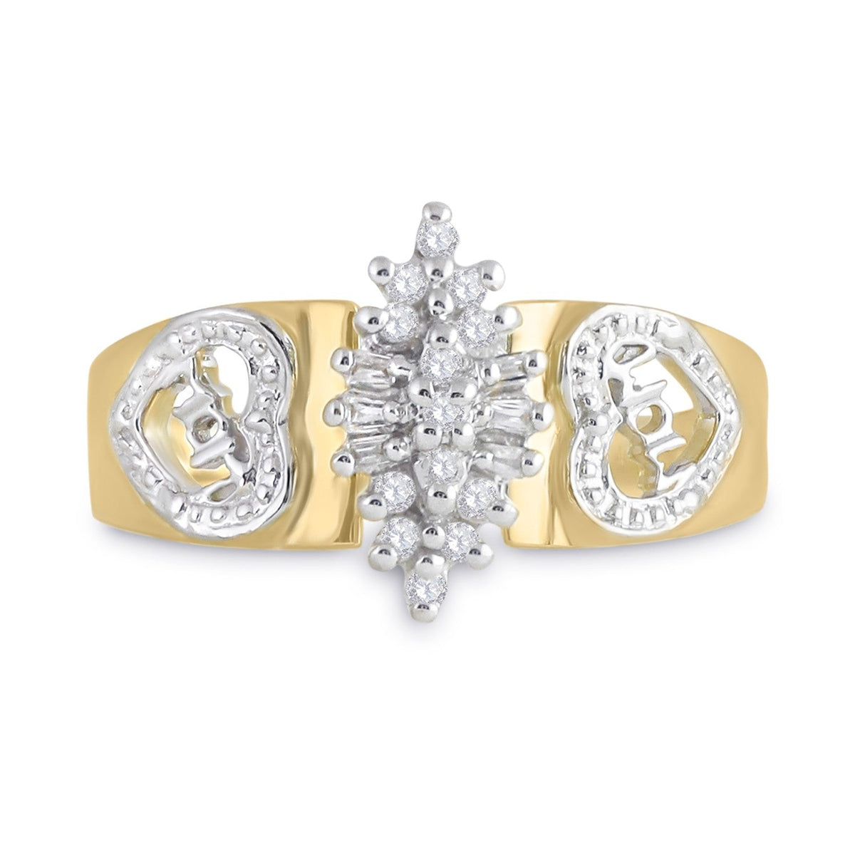 10K Yellow Gold Round Diamond Women's Mom Mother Ring 1/8 Cttw - Splendid Jewellery