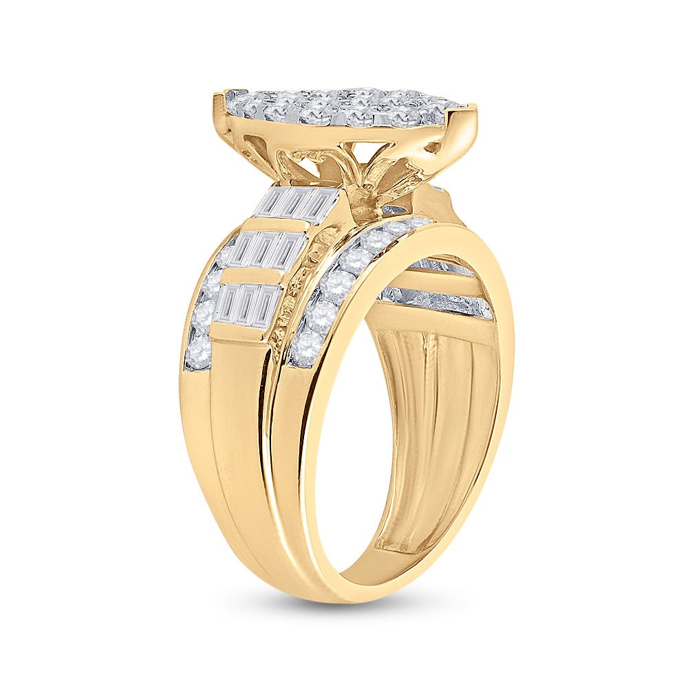 10K Yellow Gold Round Diamond Women's Oval Cluster Bridal Wedding Engagement Ring 2 Cttw - Splendid Jewellery