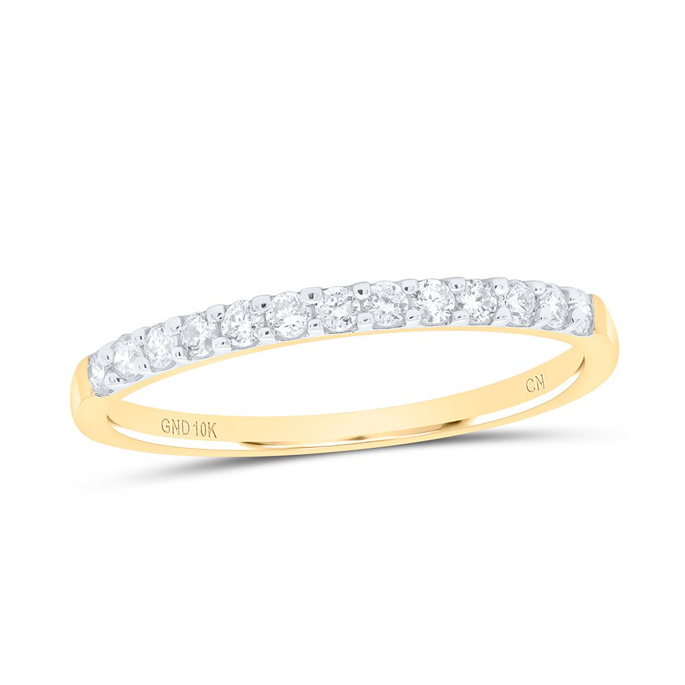 10K Yellow Gold Round Diamond Women's Pave Set Wedding Band 1/6 Cttw - Splendid Jewellery