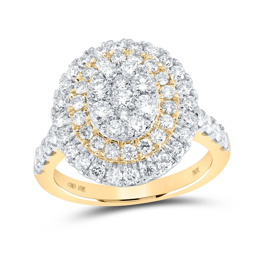 10K Yellow Gold Round Diamond Women's Ring 1 7/8 Cttw - Splendid Jewellery
