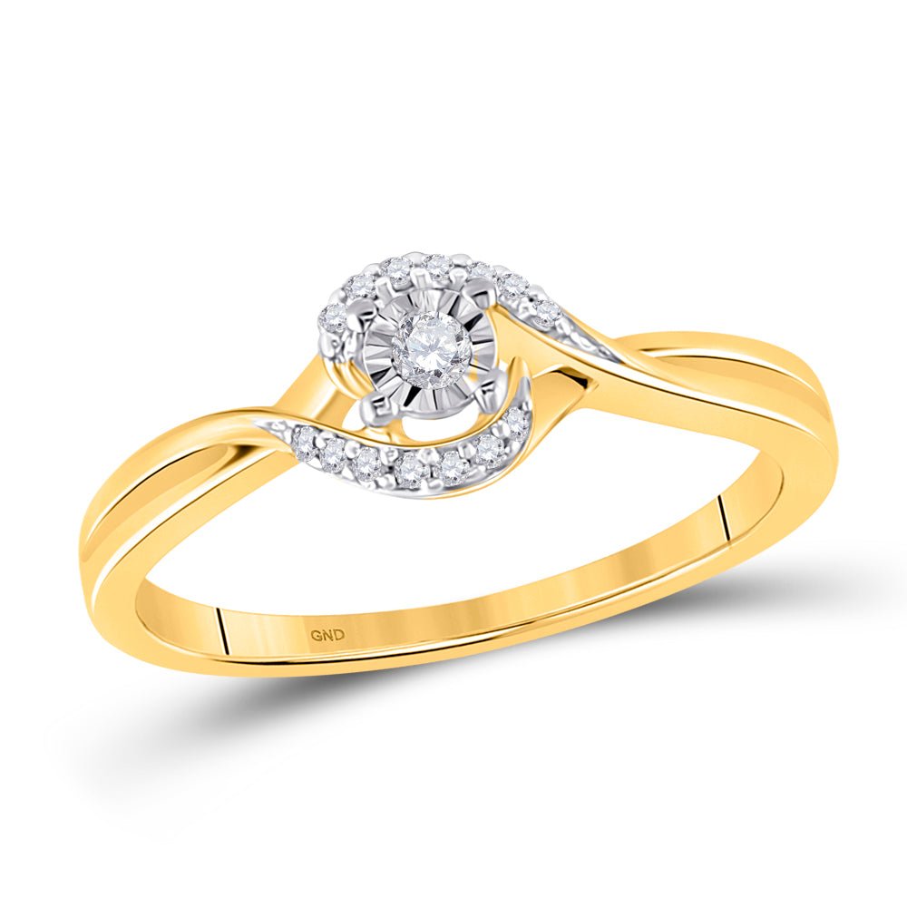 10K Yellow Gold Round Diamond Women's Solitaire Promise Bridal Ring 1/10 Cttw - Splendid Jewellery