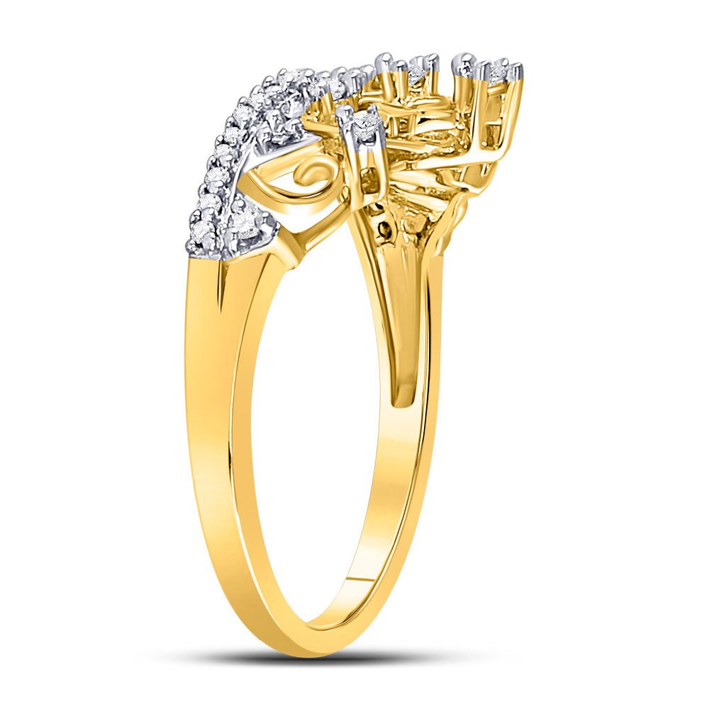 10K Yellow Gold Round Diamond Women's Tiara Crown Band Ring 1/5 Cttw - Splendid Jewellery