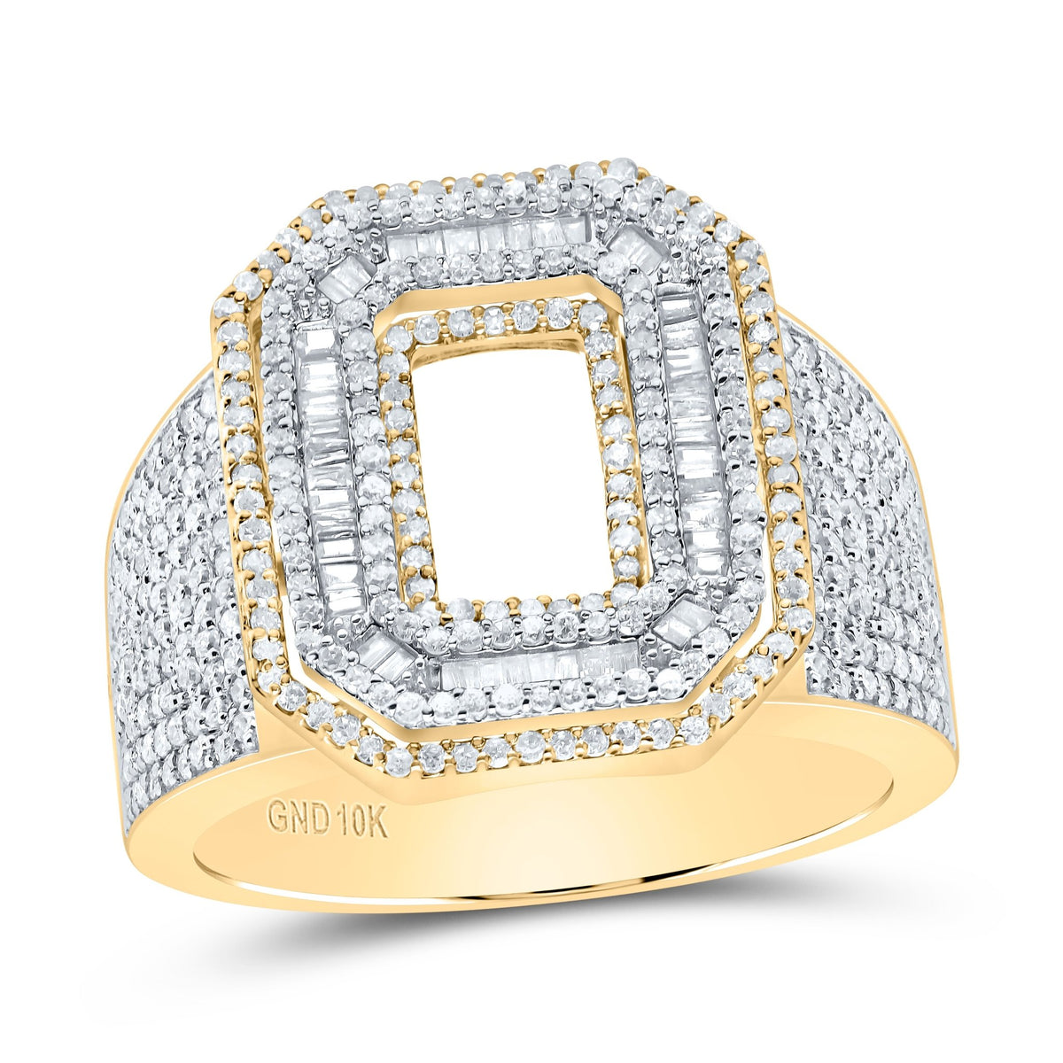 10K Yellow White Diamond Initial "O" Men's Ring 1 1/2 Cttw - Splendid Jewellery