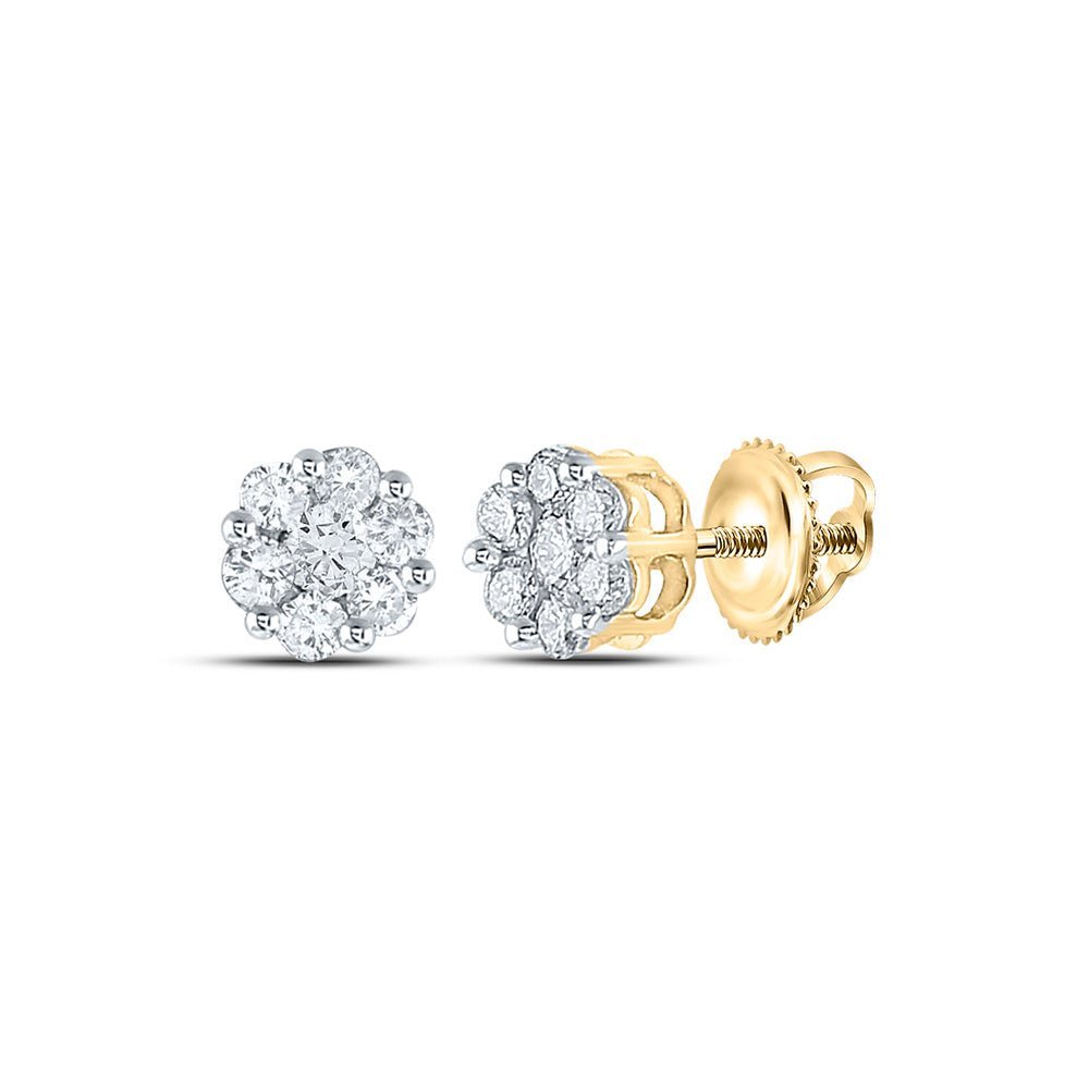10kt Golden Bloom Diamond Cluster Earrings: A Radiant Floral Delight - Splendid Jewellery