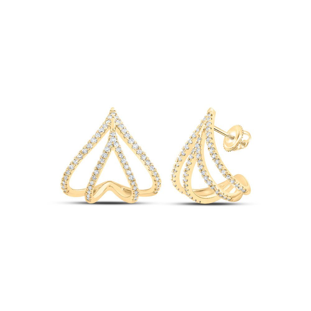 10kt Golden Elegance Diamond Half Hoop Earrings - Splendid Jewellery
