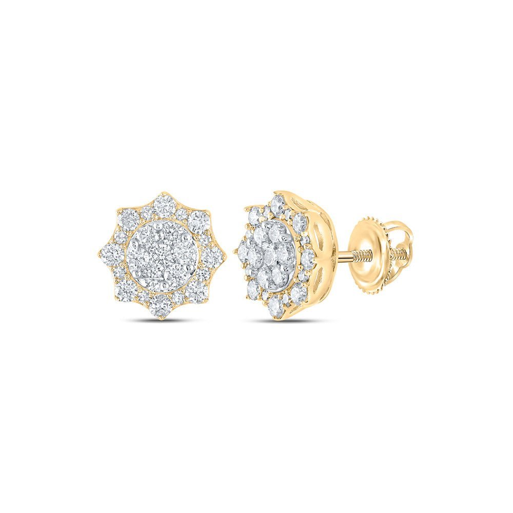 10kt Golden Glamour Diamond Cluster Earrings - Splendid Jewellery