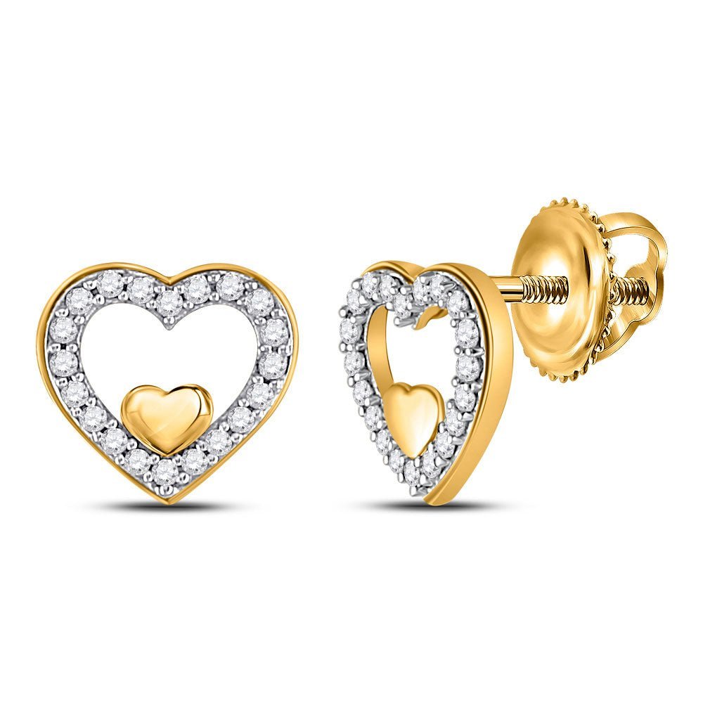 10kt Golden Love Diamond Heart Earrings - Splendid Jewellery - Splendid Jewellery