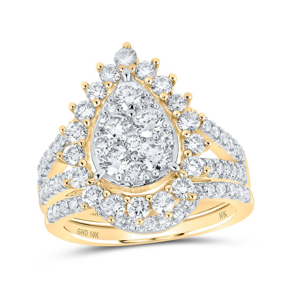10kt Golden Tears Diamond Bridal Wedding Ring Set - Splendid Jewellery