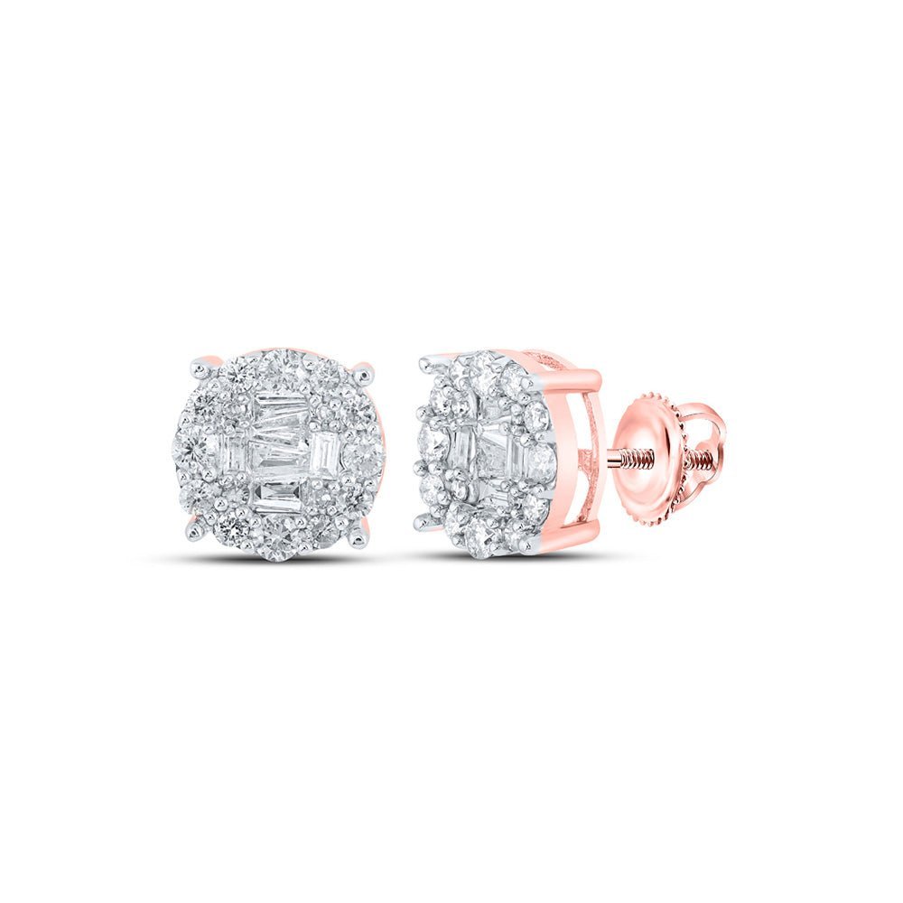 10kt Rose Gold Baguette Diamond Cluster Earrings for Men - 5/8 Cttw | Splendid Jewellery - Splendid Jewellery