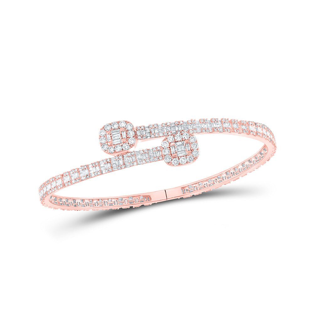 10kt Rose Gold Baguette Diamond Cuff Bracelet - A Stunning Statement Piece for Men - Splendid Jewellery