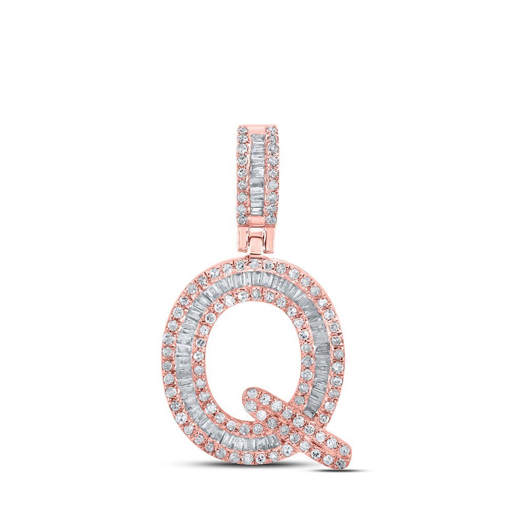 10kt Rose Gold Baguette Diamond Q Initial Pendant - 1/2 Cttw - Splendid Jewellery