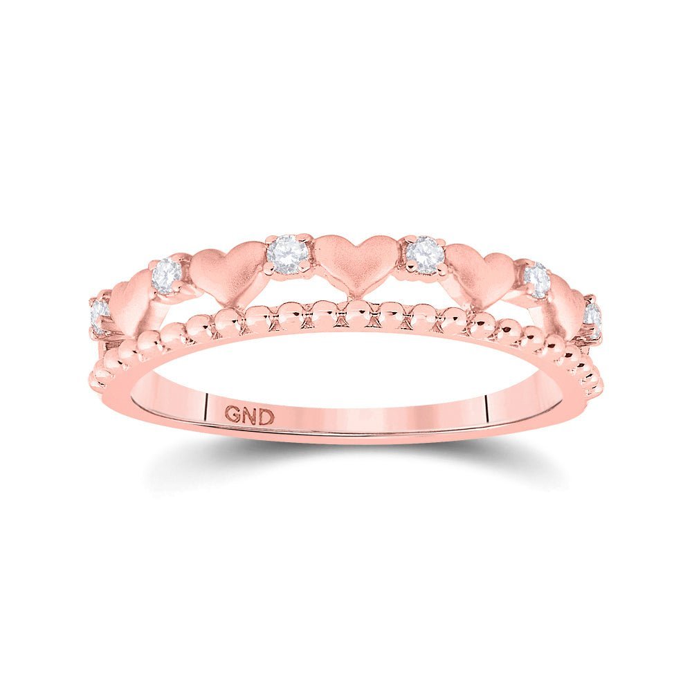 10kt Rose Gold Diamond Heart Band Ring: A Symbol of Elegance and Love - Splendid Jewellery