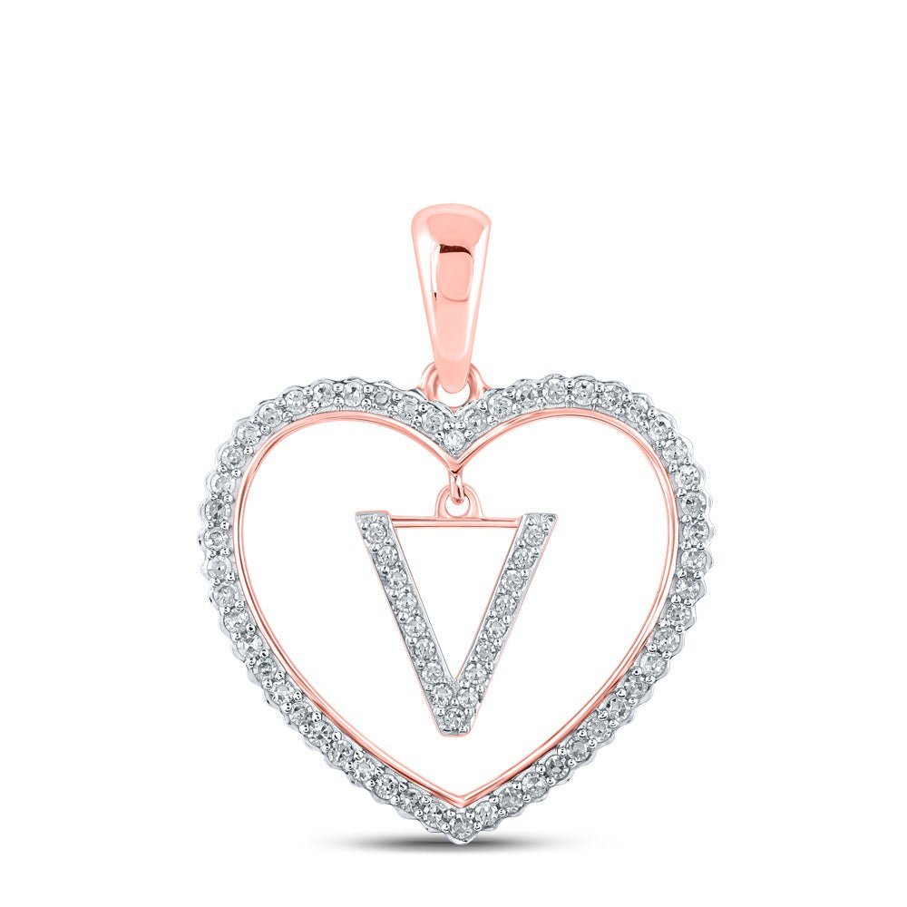 10kt Rose Gold Diamond Heart Initial Pendant: A Radiant Symbol of Love and Individuality - Splendid Jewellery