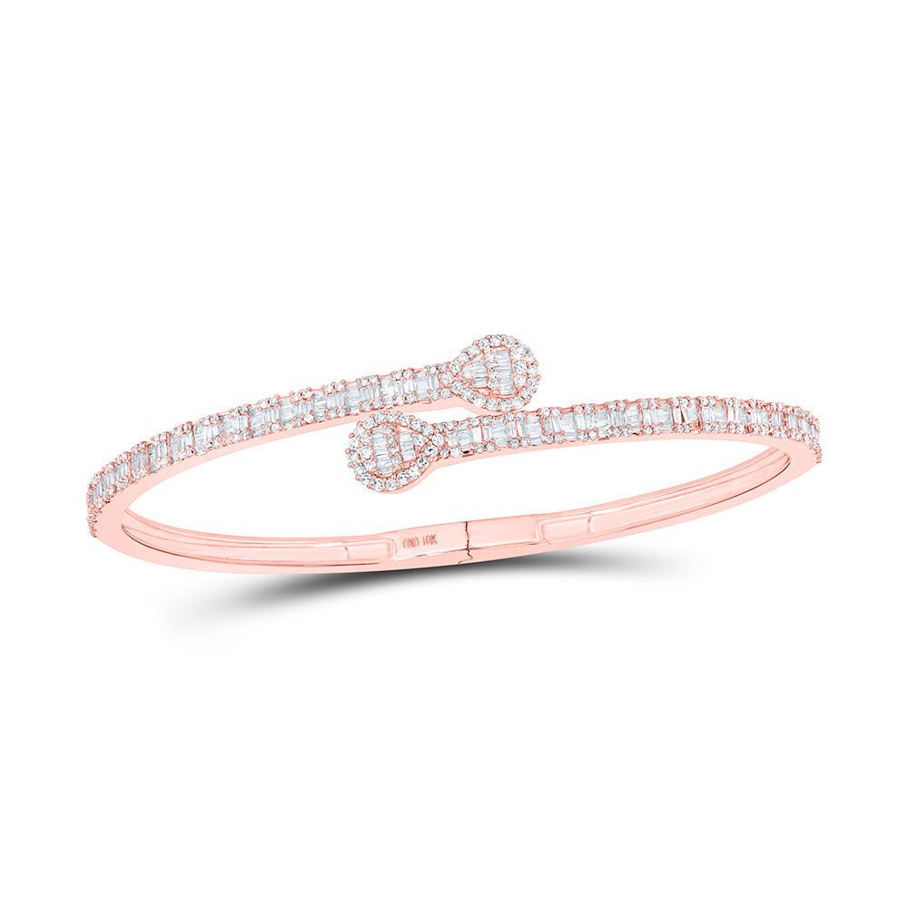 10kt Rose Gold Diamond Pear Cuff Bangle Bracelet - Exquisite Brilliance - Splendid Jewellery