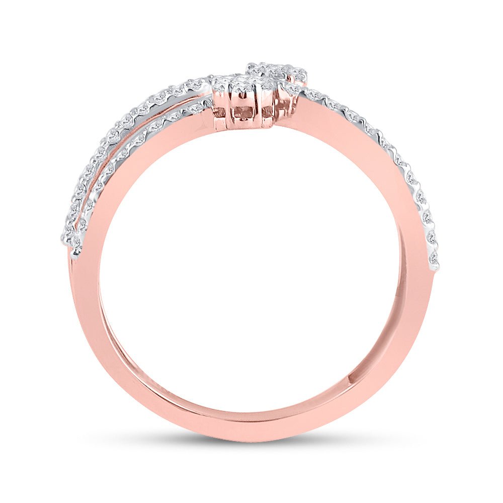 10kt Rose Gold Double Flower Cluster Diamond Band - A Radiant Blossom of Elegance - Splendid Jewellery