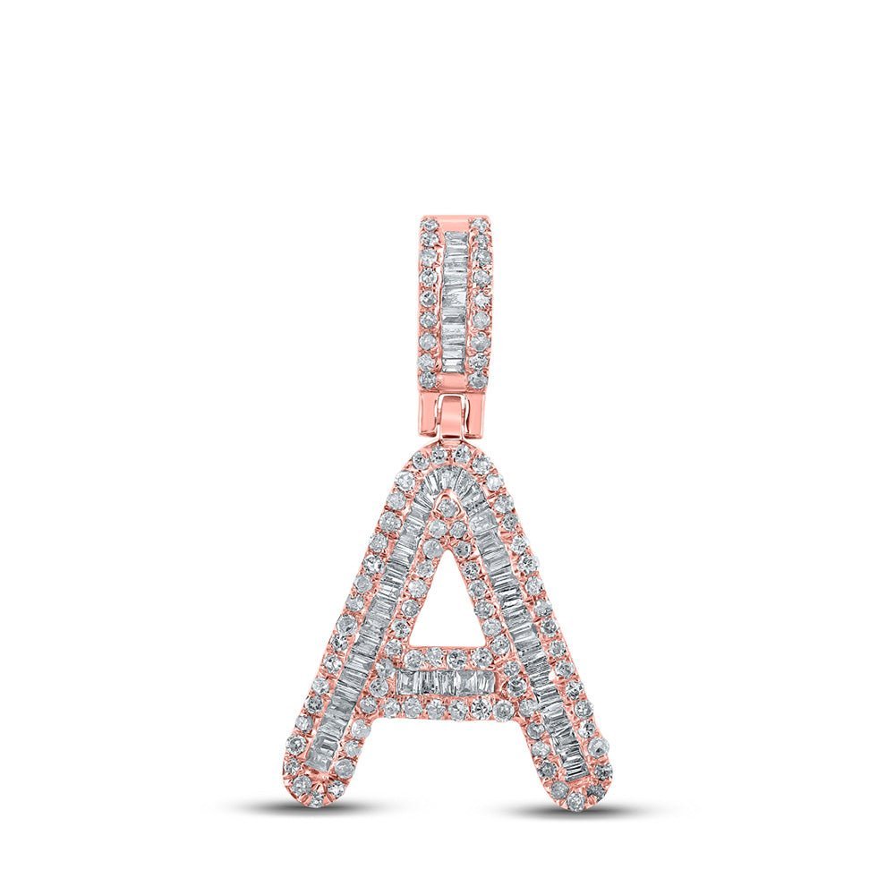 10kt Rose Gold Men's Baguette Diamond A Initial Pendant - 1/2 Cttw - Splendid Jewellery