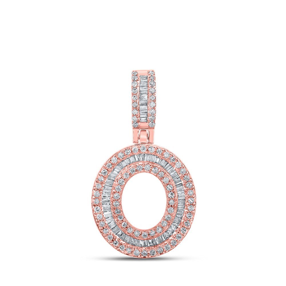 10kt Rose Gold Men's Baguette Diamond O Initial Pendant - 1/2 Cttw - Splendid Jewellery