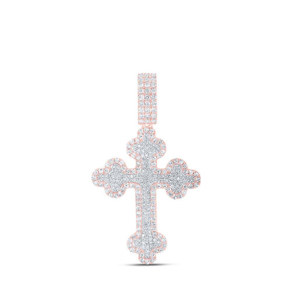 10kt Rose Gold Men's Diamond Cross Charm Pendant - 2 Cttw | Splendid Jewellery - Splendid Jewellery