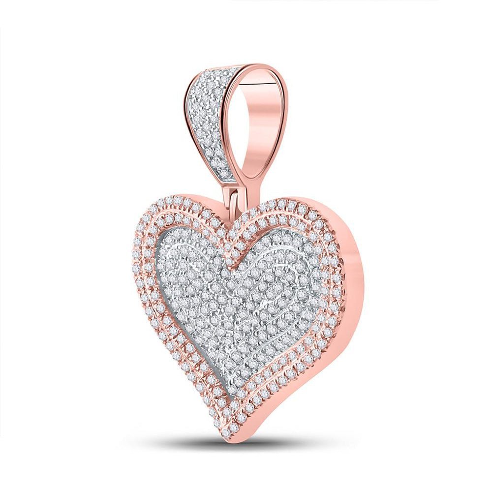 10kt Rose Gold Men's Diamond Heart Pendant - 3/4 Cttw - Splendid Jewellery - Splendid Jewellery