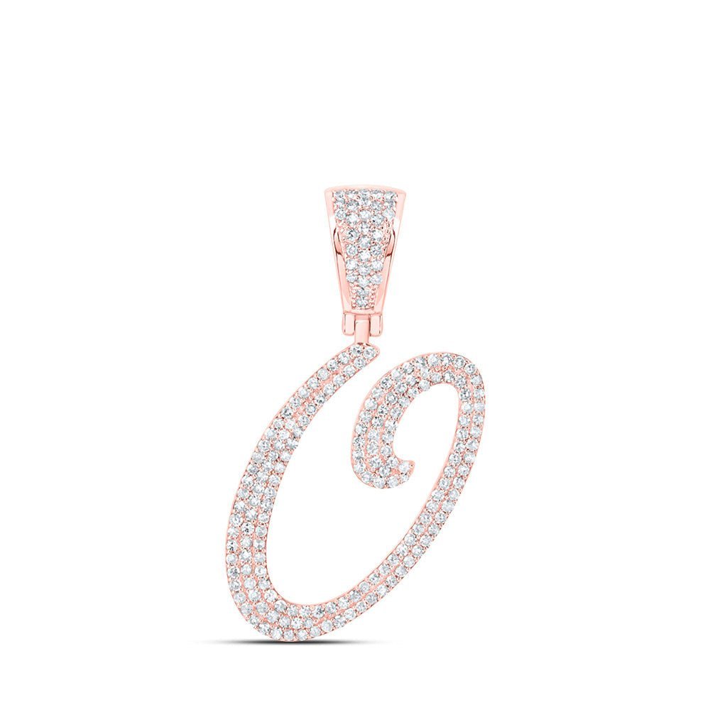 10kt Rose Gold Men's Diamond Initial Letter Charm Pendant - 7/8 Cttw - Splendid Jewellery - Splendid Jewellery