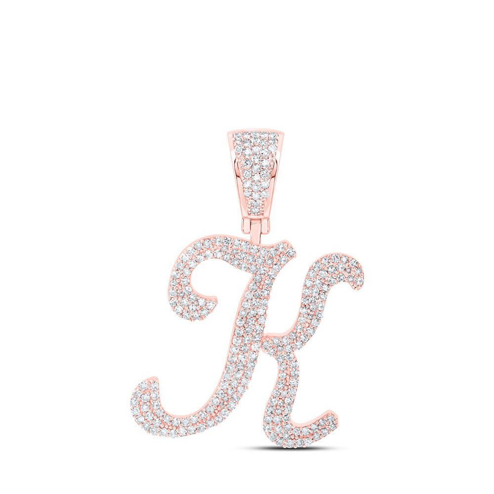 10kt Rose Gold Men's Diamond Initial Pendant - Stunning Charm with 1 Cttw of Round Diamonds - Splendid Jewellery